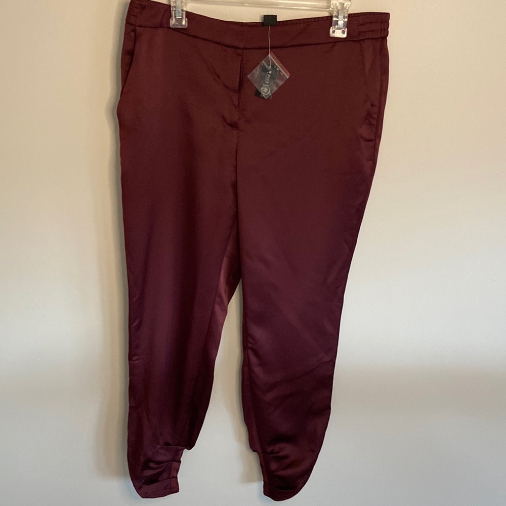 Maroon satin tapered pants - WHBM- Size 12